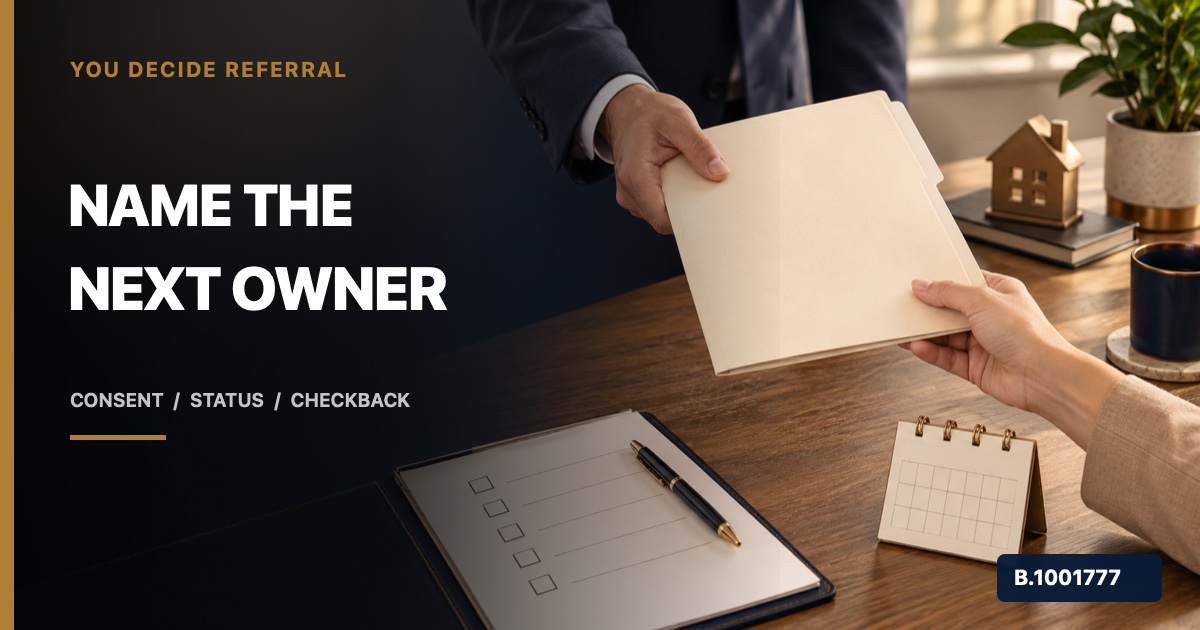 Professional hands transferring a blank client folder beside an insurance inspection checklist and calendar, marked Nevada Broker B.1001777